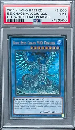 2018 YUGIOH 1ST ED. BLUE-EYES CHAOS MA DRAGON LD WHITE DRAGON ABYSS #EN000 PSA 9 - Image 1