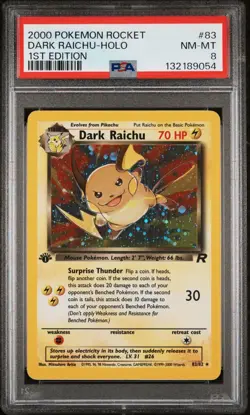 PSA 8 - Dark Raichu - #83 - Holo - 1st Edition - Team Rocket - Pokemon Card - Image 1