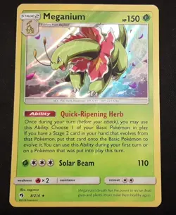 Meganium - 8/214 - Pokemon Lost Thunder Sun & Moon Holo Rare Card MP - Image 1