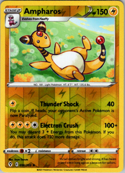 Ampharos 056/203 2021 Evolving Skies Pokemon Card TCG Reverse Holo Rare - Nm/Vlp - Image 1