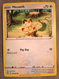 Pokemon Cards: Meowth 199/264 Common Regular | S&S: Fusion Strike - Pokemon TCG - Image 1