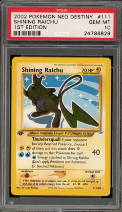 Pokemon Shining Raichu Neo Destiny 1st Edition Holo Secret Rare #111 PSA 10 - Image 1