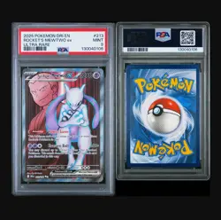 2025 POKEMON DRI EN-DESTINED RIVALS ULTRA RARE TEAM ROCKET'S MEWTWO EX PSA 9 - Image 1