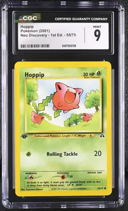 CGC MINT 9 Pokemon Hoppip 55/75 2001 Neo Discovery 1st Edition - Image 1