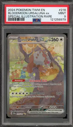 Pokemon Bloodmoon Ursaluna ex Twilight Masquerade SIR #216 PSA 9 Mint - Image 1