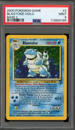 Pokemon Blastoise Base Set 2 Holo Rare #2 PSA 9 Mint - Image 1