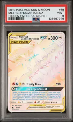 Moltres Zapados Articuno GX 69/68 PSA 9 Hidden Fates Secret Rare Pokemon TCG - Image 1