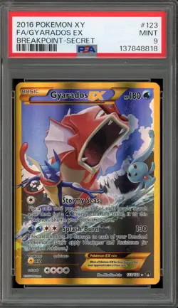 Pokemon Gyarados EX XY Breakpoint Secret Rare Full Art #123 PSA 9 Mint - Image 1