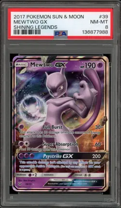 Pokemon Mewtwo GX Shining Legends Holo Ultra Rare #39 PSA 8 - Image 1