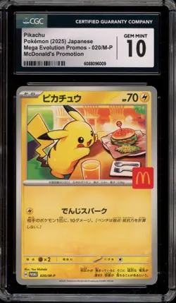 Pokemon 2025 Pikachu McDonald's Purchase JPN Promo 020/M-P CGC 10 Gem Mint - Image 1