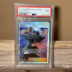 Pokemon TCG Sun & Moon Hidden Fates Guzma Full Art Trainer PSA 9 SV84 Holo - Image 1
