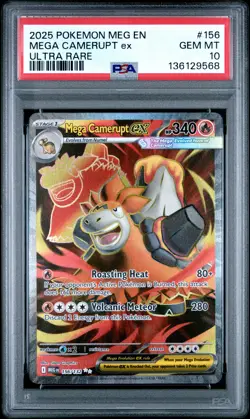 2025 POKEMON MEG EN-MEGA EVOLUTION ULTRA RARE #156 MEGA CAMERUPT EX PSA 10 - Image 1