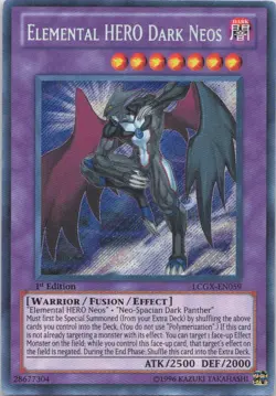 1996 YUGIOH 1ST EDITION ELEMENTAL HERO DARK NEOS RARE HOLO #LCGX-EN059 - Image 1