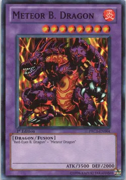 1996 YUGIOH 1ST EDITION METEOR B. DRAGON RARE HOLO #PRC1-EN004 - Image 1