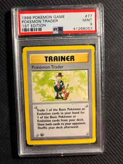 PSA 9 Pokemon Trader Pokemon Card 1st Edition Base Shadowless - Image 1