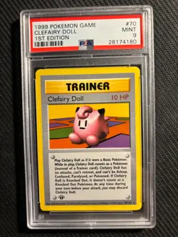 PSA 9 Clefairy Doll Pokemon Card 1st Edition Base Shadowless - Image 1