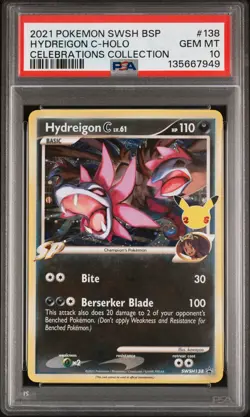 2021 Celebrations Hydreigon C lv.61 SWSH138 Promo Cards Holo PSA 10 - Image 1