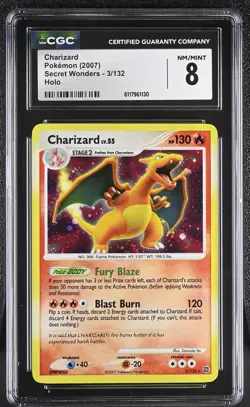 CGC 8 Charizard 2007 Secret Wonders 3/132 Holo Pokemon Card - Image 1