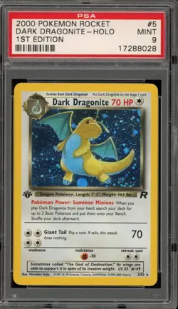 Pokemon Dark Dragonite Team Rocket 1st Edition Holo Rare #5 PSA 9 Mint - Image 1