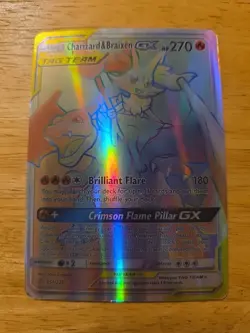 Charizard and Braixen GX Holo Rainbow Rare Pokemon Card 251/236 Tag Team Cosmic - Image 1
