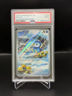 2025 Pokemon PFL EN PIPLUP Illustration Rare PSA 9 MINT Fantasmal Flames #098 - Image 1