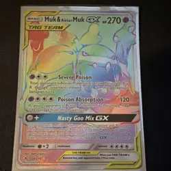 2019 Pokemon TCG Sm-Unbroken Bonds #220/214 Muk & Alolan Muk GX Secret Rare - Image 1