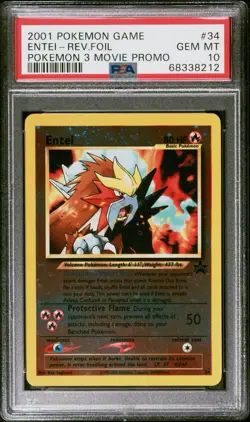 PSA 10 Entei 34 Pokemon Movie 3 Black Star Promo Reverse Holo Foil Gem Mint - Image 1