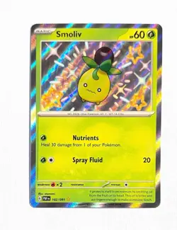 Smoliv ~ Pokemon Paldean Fates ~ Shiny Holo Rare 102/091 - Image 1