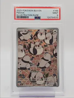PIDOVE 2025 POKEMON BLACK BOLT ILLUSTRATION RARE 148/086 PSA 9 Q0004 - Image 1