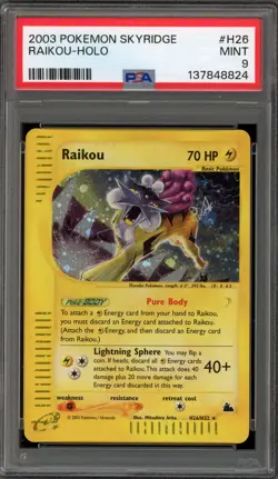 Pokemon Raikou Skyridge Holo Rare #H26 PSA 9 Mint - Image 1