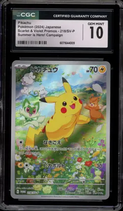 Pokemon Pikachu Summer is Here! Campaign Japanese Promo 218/SV-P CGC 10 Gem Mint - Image 1