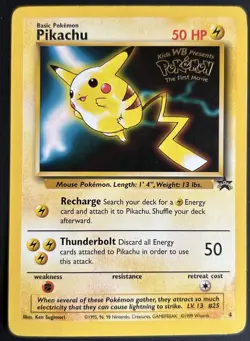 Pokemon TCG Pikachu 4 Black Star WB The First Movie Promo LP - Image 1