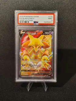 2020 POKEMON SWORD & SHIELD VIVID VOLTAGE #172185 FULL ART/ALAKAZAM V PSA 9 - Image 1
