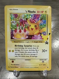 2021 POKEMON CELEBRATIONS CLASSIC COLLECTION #24 BIRTHDAY PIKACHU-HOLO - Image 1