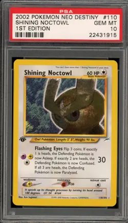 Pokemon Shining Noctowl Neo Destiny 1st Edition Holo Secret Rare #110 PSA 10 - Image 1