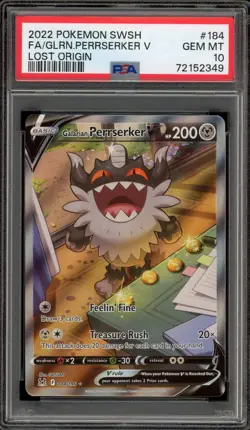 Pokemon Galarian Perrserker V Lost Origin Full Alt Art #184 PSA 10 Gem Mint - Image 1