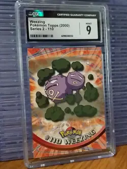 Weezing #110 Topps 2000 Pokemon Series 2 Blue Label Graded CGC Mint 9 Slab - Image 1