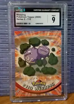 Weezing #110 Topps 2000 Pokemon Series 2 Blue Label Graded CGC Mint 9 Slab - Image 2