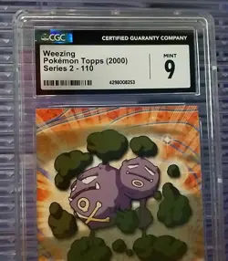 Weezing #110 Topps 2000 Pokemon Series 2 Blue Label Graded CGC Mint 9 Slab - Image 4
