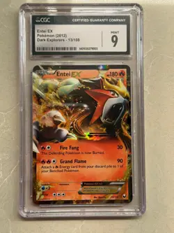 CGC 9 MINT Entei ex 13/108 Black & White Dark Explorers Holo Rare Pokemon PSA - Image 1
