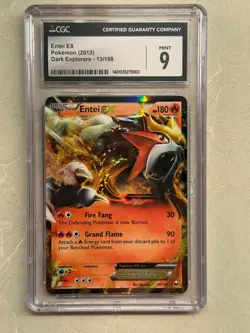CGC 9 MINT Entei ex 13/108 Black & White Dark Explorers Holo Rare Pokemon PSA - Image 2