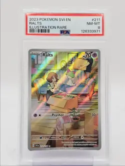 RALTS 2023 POKEMON SCARLET & VIOLET ILLUSTRATION RARE 211/198 PSA 8 Q0004 - Image 1