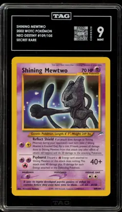 Pokemon Shining Mewtwo Neo Destiny Unlimited Holo Secret Rare #109 TAG 9 Mint - Image 1