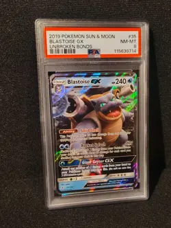 2019 POKEMON SUN & MOON UNBROKEN BONDS #35/214 BLASTOISE GX PSA 8 - Image 2