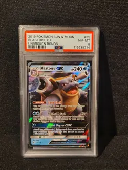 2019 POKEMON SUN & MOON UNBROKEN BONDS #35/214 BLASTOISE GX PSA 8 - Image 3