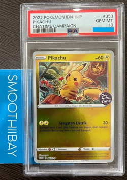 Pokemon TCG Indonesia Pikachu 353/S-P Promo Chatime Cha Time Gem Mint PSA 10 - Image 1