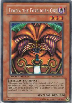 1996 Yugioh Limited Edition EXODIA THE FORBIDDEN ONE PROMO RARE HOLO #MC1-EN001 - Image 1