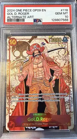 2024 ONE PIECE OP09-EMPERORS IN THE NEW WORLD #118 GOL D. ROGER ALT ART PSA 10 - Image 2