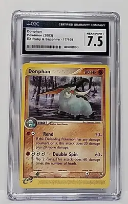 Donphan 17/109 EX Ruby & Sapphire 2003 Pokemon Card Graded CGC Near Mint 7.5 - Image 1