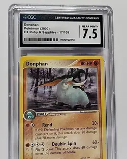 Donphan 17/109 EX Ruby & Sapphire 2003 Pokemon Card Graded CGC Near Mint 7.5 - Image 3